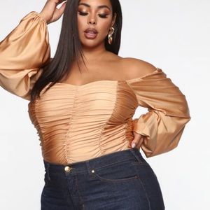 Plus Size Ruched Gold Top